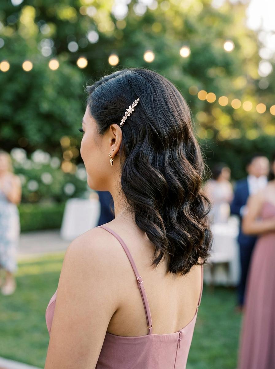 Seitlich gesteckte Wellen - elegante Brautjungfernfrisur